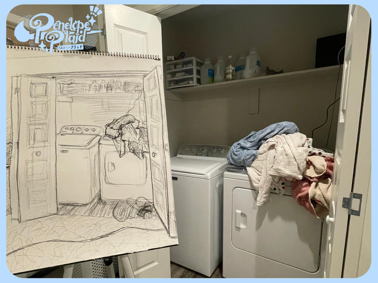 30 minute Gesture Drawing: Laundryroom, 2025. Charcoal on Paper