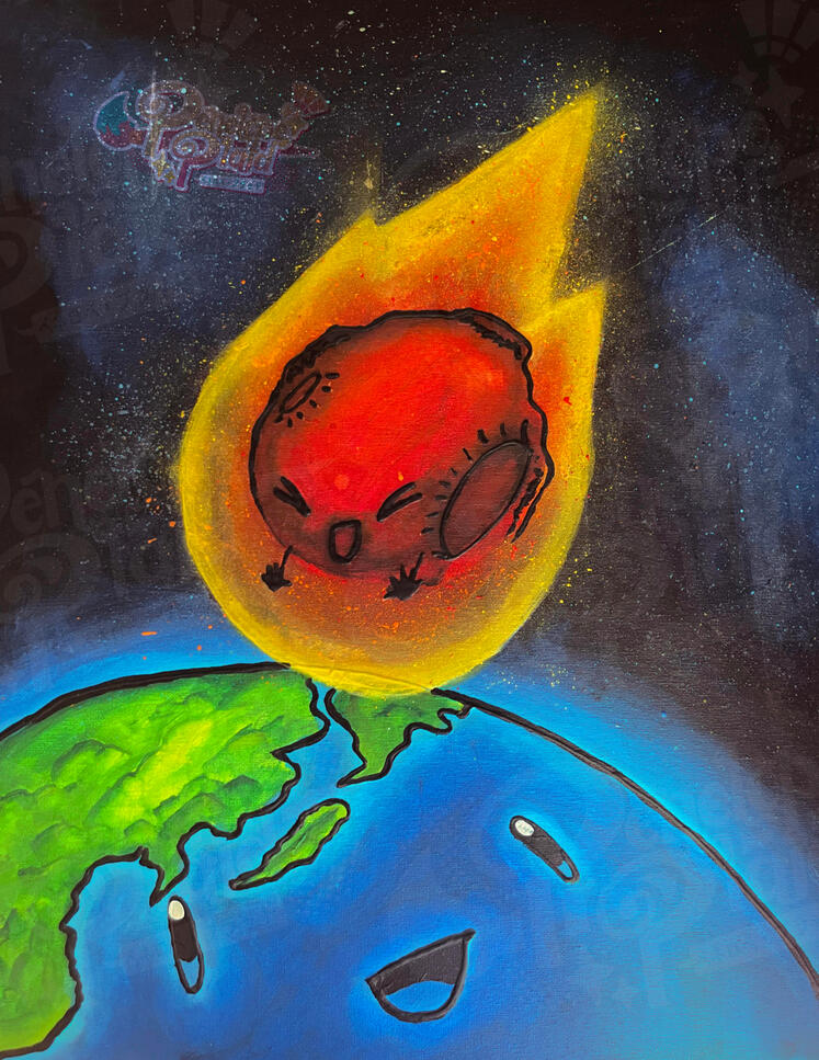 World ending Asteroid, 2018. Acrylic on canvas.