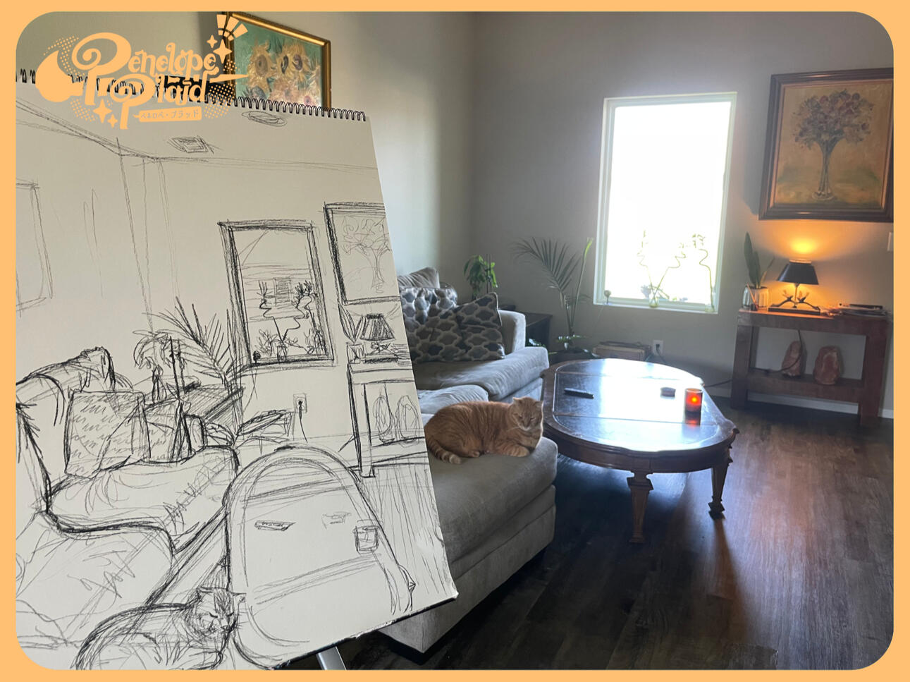 30 minute Gesture Drawing: Cat on a Couch, 2025. Charcoal on Paper